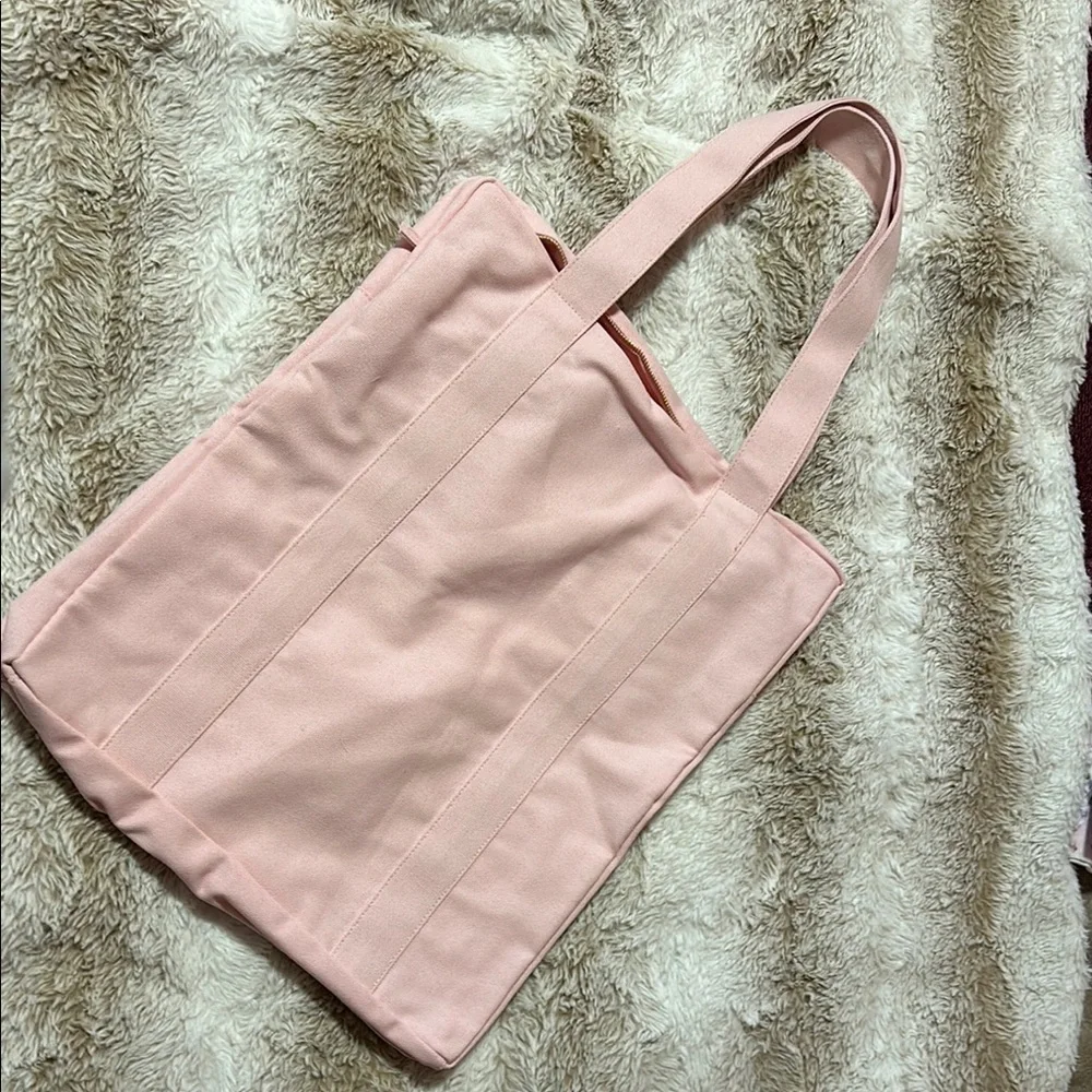 Carolina Herrera Pink Textured Tote Bag with Logo